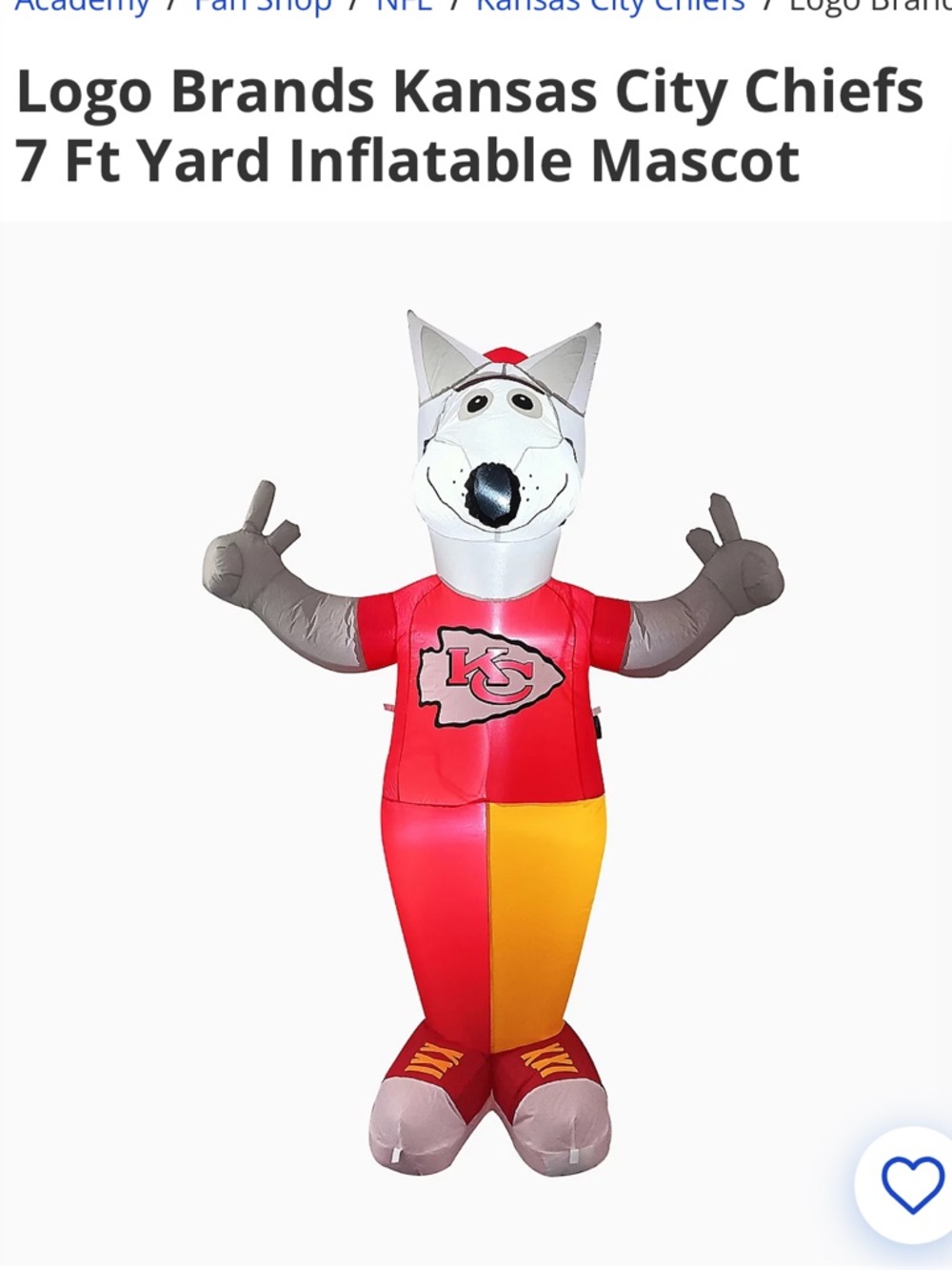 Logo Brands Kansas City Chiefs Inflatable Mascot - Red/Yellow
